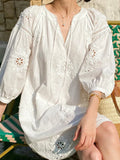 Fongt And Summer 2025 New Three-Dimensional Embroidery South French Holiday White Dress Women's Summer Women's