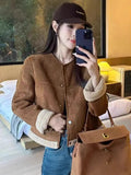 Fur One Lamb Coat Female 2024 Autumn Winter New Short Short Fashion Casual Suede Top-Outfit