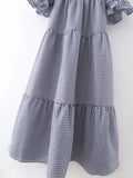 Fongt Women's Lattice Long Short-Sleeved Dress 9911