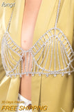 Full Rhinestone Bras Body Jewelry Chain Women Hollow Out Backless Sparkly Camisole Fashion Nightclub Bikini Crop