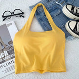 Camisole With Build-in Bras Girls Padded Tank Crop Top Summer Chic Women Soft Stretchy Cami Sleeveless Tees-Outfit