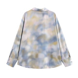 Fongt Long-Sleeved Top Women's Spring 2025 New Dopamine Color Dizzled Chiffon Sleeve Shirt Set