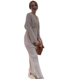 Fongt Autumn New Women's Pure Color Temperament With A Stylish Dress Two-Set