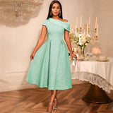 Fongt Africa's New Slanted Shoulder Dress Banquet Dinner Dress Dress Dress Dress