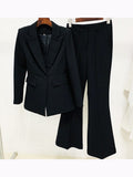 STREET Newest 2022 Runway Designer Suit Set Women's Career Style Single Button Blazer Flare Pants