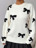 Fongt Autumn And Winter Sweater Women's Round Collar Bow Tie Knitting Knitting Factory