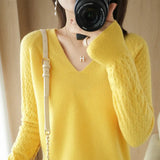 Fongt Out Makes Bottom Unlined Upper Garment Female Autumn Dong New Style Sweater Inside Jacket Long Sleeve Sets Foreign Style Slim V Gets Sweater Female-Outfit