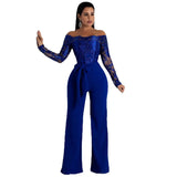 Dress Women's Casual Lace Off-neck Wide-leg Color