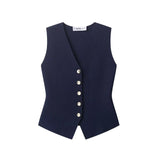 Fongt Homemade New Women's Oceanic Hip Flat-Pin Vest Top 4192003