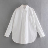 Trendy Women's Shirt Spring New Candy Pocket Long-Sleeved Button Cardigan Lapel Blouse-Outfit