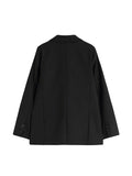 Women's Blazer Jacket Black Solid Color 2023 Autumn Heart-shaped Intarsia Pattern Long Sleeve Single Button Korean Fashion
