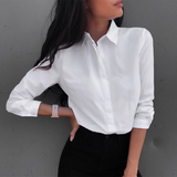 shirts and blouses 2020 Feminine Blouse Top Long Sleeve Casual White Turn-down Collar OL Style Women Loose