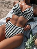 Fongt Single Swimsuit Lady Split Swimsuit Black And White Contrast Sexy Bikini D858W-Outfit