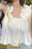 Top Women Summer New Korean Style Design Solid Fashion Cropped Leisure Basic Loose Sweet Tender Aesthetic Fairy