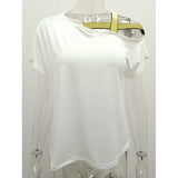 Fongt Explosion Casual Slanted Shoulders Cross Irregular Short-Sleeved Print Women T-Shirts