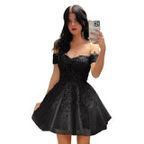 Fongt Women's Prom Evening Dress Short A Swing 2025 New Cocktail Party Shoulder Princess