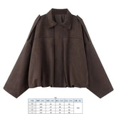 Fongt Women's 2025 New Bat Sleeve Loose-Fitting Velvet Bomber Jacket Jacket