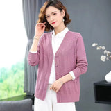 Fongt Summer Empty Hollow Coat Casual Long Sleeve Loose Knit Cardigan Women's V-Neck Thin Top-Outfit