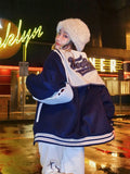 Jackets Coat American Style Retro Cheerleading Team Baseball Uniform Female Autumn Winter Hoodie Red Coat Top