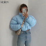 Winter Fashion Solid Padded Jacket Women Simple Zipper Thicken Short Coat 2021 New Slim Office Lady Warm