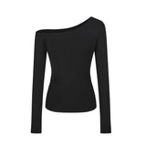 Fongt Desire Hot Girl Slim Slim Show Thin Off-Shoulder Long Sleeve T-Shirt Women's Early Autumn Design Sense Versatile Bottom Shirt Student