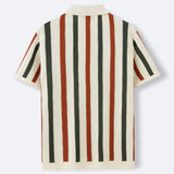 Fongt Men's Coarse Knitted Knitted Knitted Knitted Striped Slamming Knitting Casual Polo Shirt