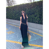Fongt Red Gas Fried Street Women's Clothing 2025 New Pure Hot Girl V Collar Hanging Neck Dress Thin Sleeveless A-Character Dress