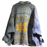 Women's Denim Jacket 2022 Spring Korean Loose Size Letter Long Sleeve Single-Breasted Street Fashion Lapel Coat