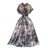 Fongt Style French Style Elegant Print Dress Women's New Summer Skinny And Gentle Style Dress
