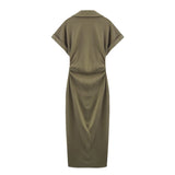 Fongt New Linen Folding Waist Dress 2782723