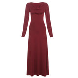 Fongt 2025 Autumn And Winter Women's New Pure Color Temperament High-End Sense Collar Body Dress