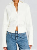 Fongt Women's New White Short T-Shirt Irregular Fashion Shirt