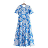 Fongt Women's New Cotton-Print T-Shirt With Loose Cake Dress 8744