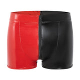 Fongt Men's PVC High Bright Lacquer Leather Shorts Sexy Leather Square Pants No Odor Size Accurate-Outfit