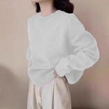 Fongt And Winter Soft-Cuffed Solid Color Long Sleeves Knitted Jersey Casual Bottom Korean Soft Lazy Wind Cover Sweater Female