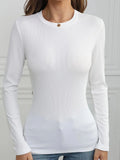 Fongt New Women's Long-Sleeved Top Solid Color Knitted Shirt