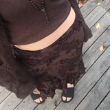New Women's Dress Wish Summer Fashion Auricularia Auricula Side Mesh Brown Printed Skirt-Outfit