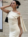 Incline Should Dress Women Classic Solid Ribbons Asymmetrical Sleeveless Sheath Vestidos Basic Concise Street Party Robe-Outfit