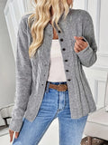 Fongt Women's Single-D Row Leisure Long-Sleeved Knitted Jersey Autumn And Winter Collar Warm Coat Sweater