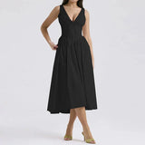 Fongt New Women's Temperament Elegant Fashion Bare Back Print Slings Sexy Dress