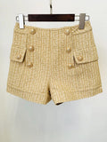 STREET Newest 2023 Baroque Designer Suit Set Women's Lion Buttons Monogram Jacquard Geometrical Crop Jacket Shorts Set