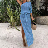 Fongt Dress Empty Beach Dress Perspective Solid Long Dress