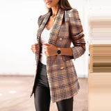 Fongt Spring-Summer Women's New Long-Sleeved Temperament Chromic Chromic Dress Short Blazer