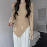Women's sweater Loose fitting Tulle Irregular Sun protection Split Women's long sleeves Knitted Smock-Outfit