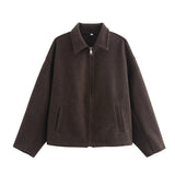 Fongt Wind Autumn New Women's Temperament Simple Collar Short Solid Color Hair Coat