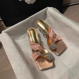 Fongt Cool Slippers Women Summer Net Red Explosion Outside Wearing Net Red Pigeon Egg Water Diamond With Skirt High Heels