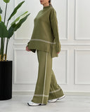 Fongt 2025 New Solid Color Casual Blouse Loose Comfortable Design Micro-Thorn Trousers Set Woman