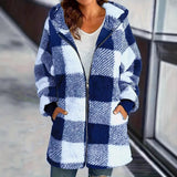 Fongt Women's Coat New Wish Long-Sleeved Lattice Hooded Zip-On With Pocket Loose Coat