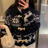 Fongt Korean Academy Wind Reduction Horn Buckle Buckle Bump Color Thick Warm Short Coat Sweater Woman