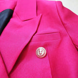 STREET Newest 2023 Designer Jacket Women's Slim Fitting Double Breasted Lion Buttons Pique